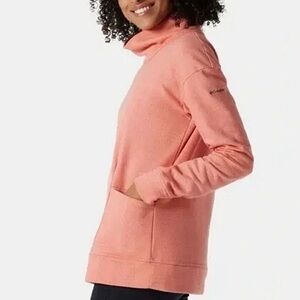 Columbia Women's Lodge Funnel Pullover Dark Coral Long Sleeve Size Small